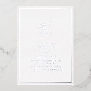 Invitation En Aluminium Véritable Argent Foil Mariage blanc Enregistrer la