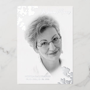 Invitation En Aluminium Véritable Argent Noir Blanc Photo Branches botaniq