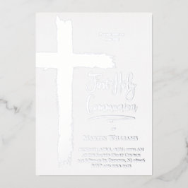 Invitation En Aluminium véritable feuille Première sainte communion