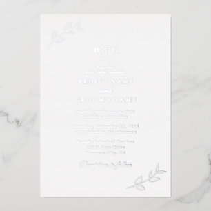 Invitation En Aluminium Véritable Feuilles d'huile d'argent Élégant Mariag