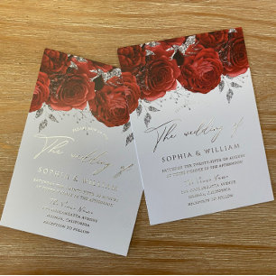 Invitation En Aluminium Véritable Foil Romantique Rose Mariage Argent