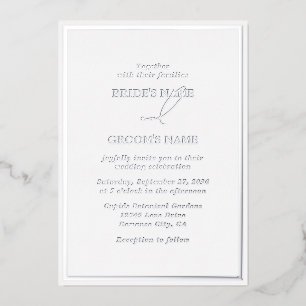Invitation En Aluminium Véritable huile d'argent Moderne Mariage blanc et 