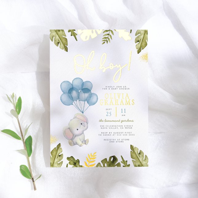 Invitation En Aluminium Véritable huile | Oh Garçon Aquarelle Baby shower  (Créateur téléchargé)