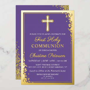 Invitation En Aluminium Véritable Lavande d'or de Foil Purple Première Com