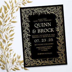 Invitation En Aluminium Véritable Mariage de feuillage d'or à feuillages m