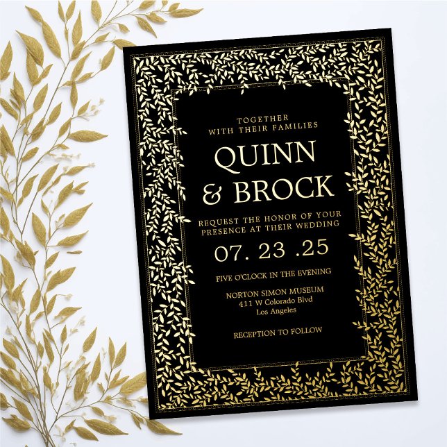 Invitation En Aluminium Véritable Mariage de feuillage d'or à feuillages m (Créateur téléchargé)