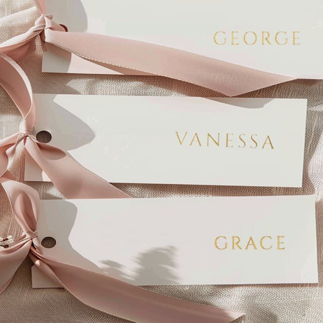 Invitation En Aluminium Véritable Mariage Gold Foil Blanc Nom Balise Place (Créateur téléchargé)