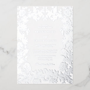 Invitation En Aluminium Véritable Mariage végétal en argent élégant