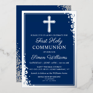 Invitation En Aluminium Véritable Parties scintillant d'argent Foil Marine