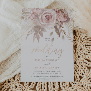 Invitation En Aluminium Véritable Rose Gold étonnant Blush Floral Mariage