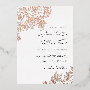 Invitation En Aluminium Véritable Rose Gold Foil Rose Mariage