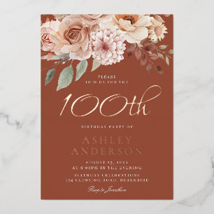 Invitation En Aluminium Véritable Rose Or Bohème 100ème anniversaire