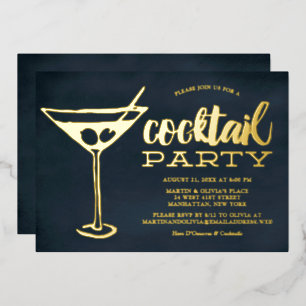 Invitation En Aluminium Verre à Martini Bleu Snazzy Soirée Cocktail 
