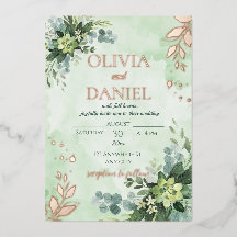 Vert feuille d'or rose feuille mariage