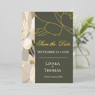 Invitation En Aluminium Vert olive Abstrait Moderne Éditorial Mariage