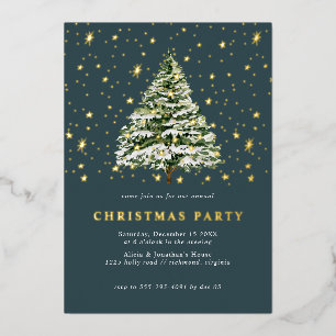 Invitation En Aluminium Vert sapin sarcelle   Fête festive de Noël Or