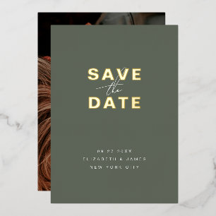Invitation En Aluminium Vert sauge et or Minimaliste Mariage Enregistrer l