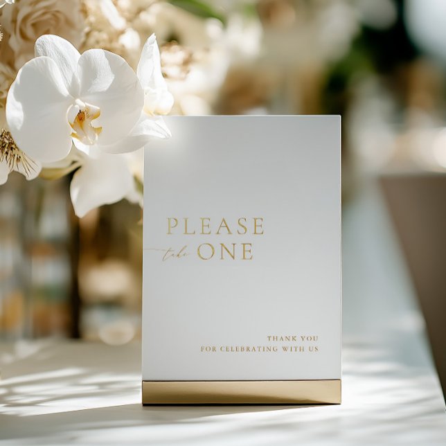 Invitation En Aluminium Veuillez Prendre Un Simple Mariage Faveur Foil Sig (Please Take One Minimalist Wedding Favor Foil Sign)