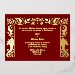 Invitation En Aluminium Victorian Era 1890 Cornucopias Foliage Mariage