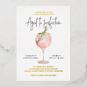 Invitation En Aluminium Vieilli à la perfection Vin Thème Vrai Or