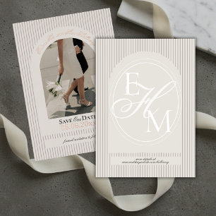 Invitation En Aluminium Vieux argent Script Mauve Stripe Photo Enregistrer