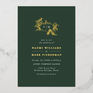 Invitation En Aluminium Vignes de citrouille Monogramme Mariage