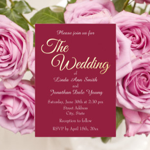 Invitation En Aluminium Vin Rouge Simple Style Mariage