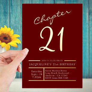 Invitation En Aluminium Vingt et un Or Rouge 21e Anniversaire Gold