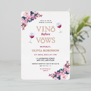 Invitation En Aluminium Vino Avant Vows Floral Vine Thème Fête des mariées