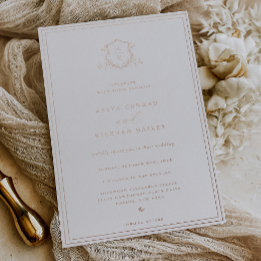 Invitation En Aluminium Vins intemporels Monogramme Mariage Crest