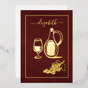Invitation En Aluminium Vins italiens de Bourgogne et d'or