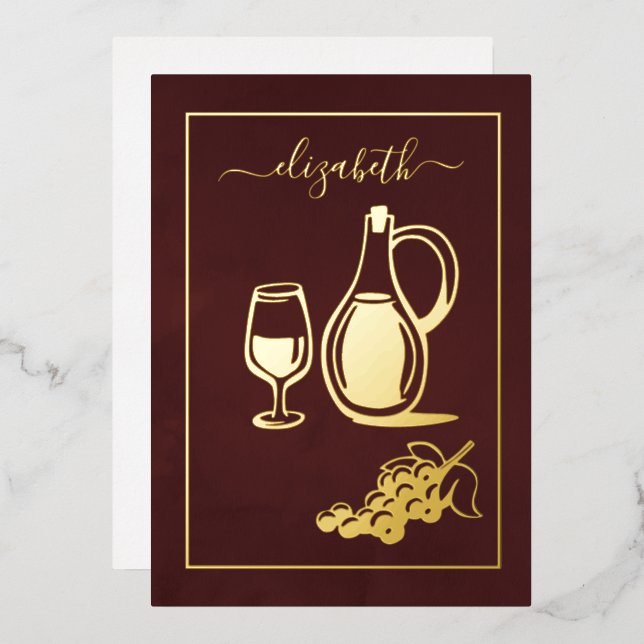 Invitation En Aluminium Vins italiens de Bourgogne et d'or (Recto/Verso)