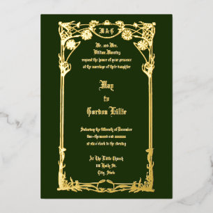 Invitation En Aluminium Vintage Art Nouveau 1908 Floral Border Mariage