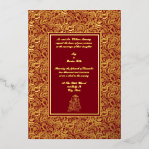 Invitation En Aluminium Vintage Elegant Mariage indien Foil
