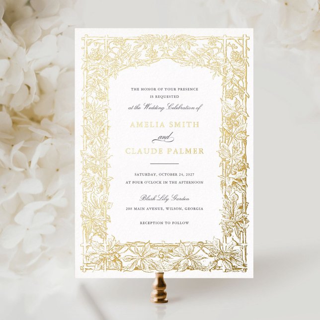 Invitation En Aluminium Vintage Élégant Vin Frame Gold Foil Mariage (Créateur téléchargé)