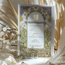 Invitation En Aluminium Vintage floral 90e anniversaire de fête d'huile Ac