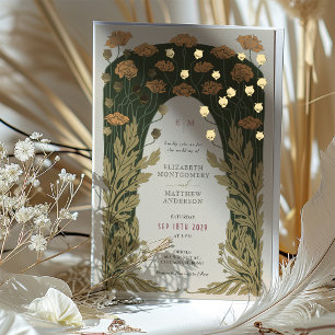 Invitation En Aluminium Vintage Floral Mariage Gold