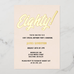 Invitation En Aluminium Vintage Golden Script 80e fête d'anniversaire
