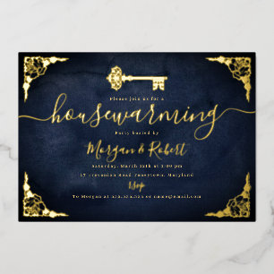 Invitation En Aluminium Vintage Marine Gold Key Houclier Party