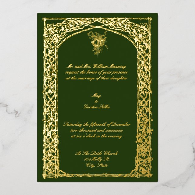 Invitation En Aluminium Vintage période victorienne 1859 frontière des tre (Recto)