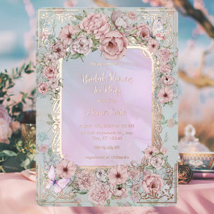 Invitation En Aluminium Vintage Periwinkle Peony Bridal Shoot Tea Party