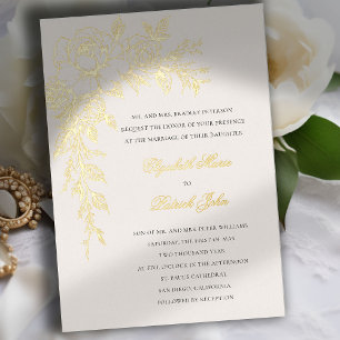 Invitation En Aluminium Vœu de Paon Écru Élégant Formel Mariage Classique