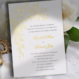 Invitation En Aluminium Vœu de Paonée Élégant Formel Classique Mariage