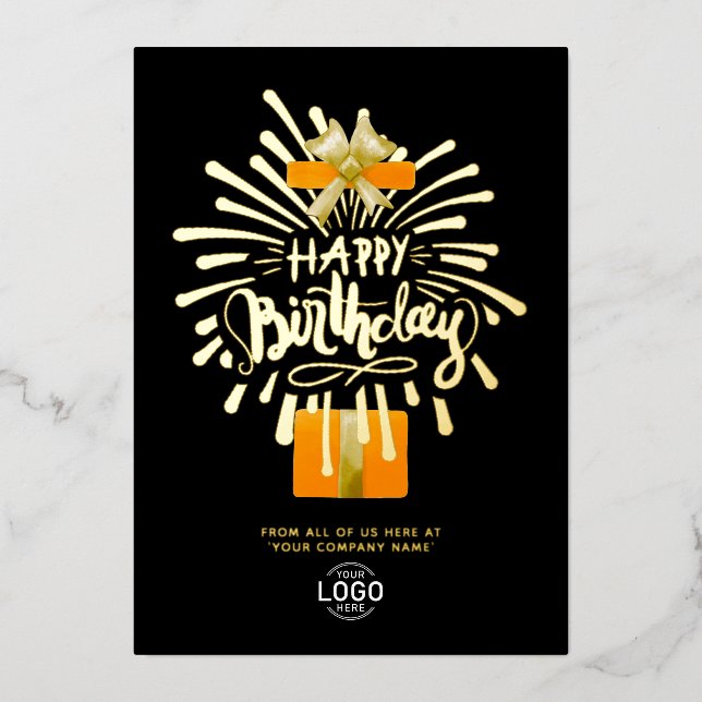 Invitation En Aluminium Votre logo Black Orange Fireworks Group Anniversai (Recto)