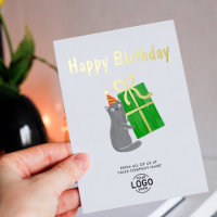 Votre Logo Cute Chat Green Cadeau Business Anniver