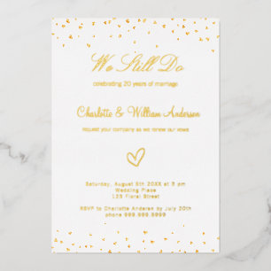 Invitation En Aluminium Vow renouvellement blanc coeur or mariage