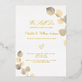 Invitation En Aluminium Vow renouvellement or eucalyptus mariage