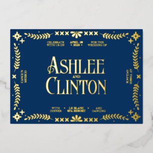 Invitation En Aluminium Vows Vibrants : Un Espagnol Folk Mariage Gold