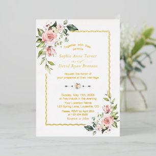 Invitation En Aluminium VRAI Mariage floral rose FOIL