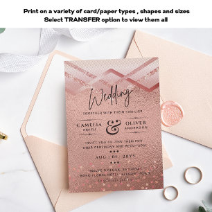 Invitation En Aluminium VRAI ROSEGOLD FOIL All-in-1 Mariage QR Code Glam